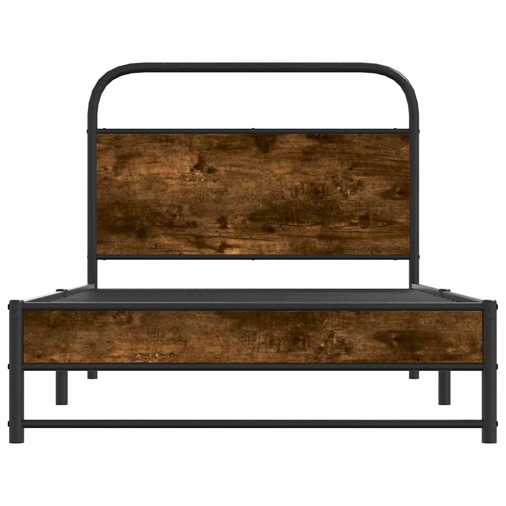 Bettgestell ohne Matratze 100x190 cm Räuchereiche Holzwerkstoff