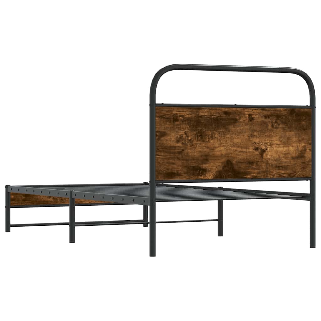 Bettgestell ohne Matratze 100x190 cm Räuchereiche Holzwerkstoff