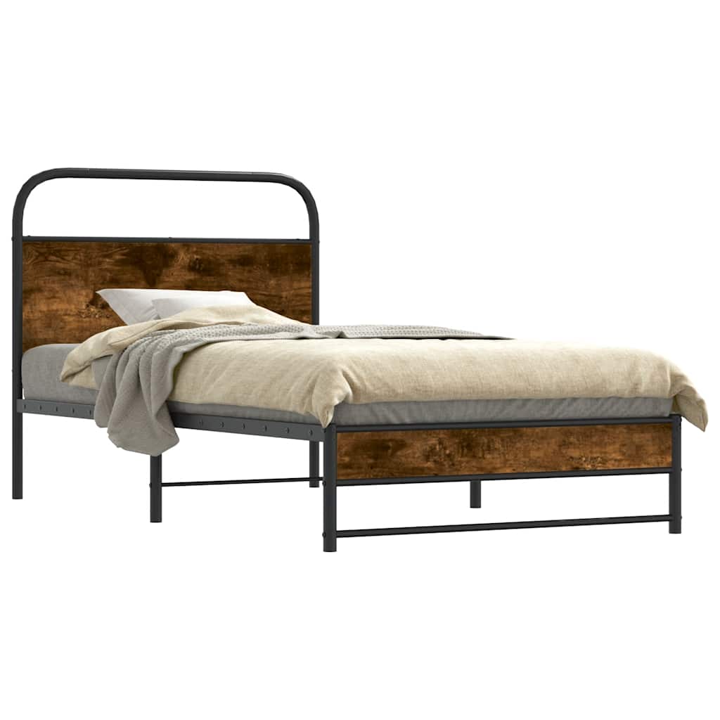 Bettgestell ohne Matratze 100x200 cm Räuchereiche Holzwerkstoff