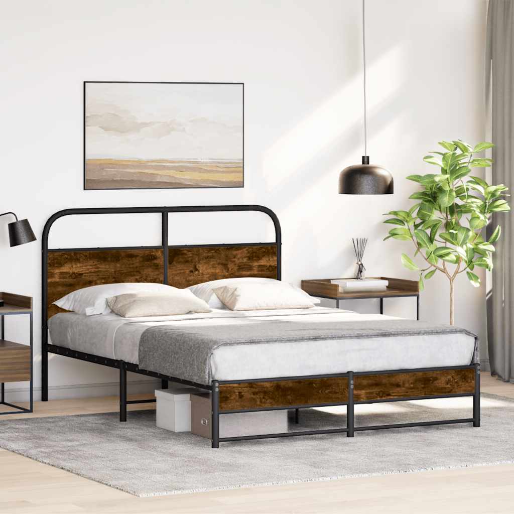 Bettgestell ohne Matratze 120x190 cm Räuchereiche Holzwerkstoff