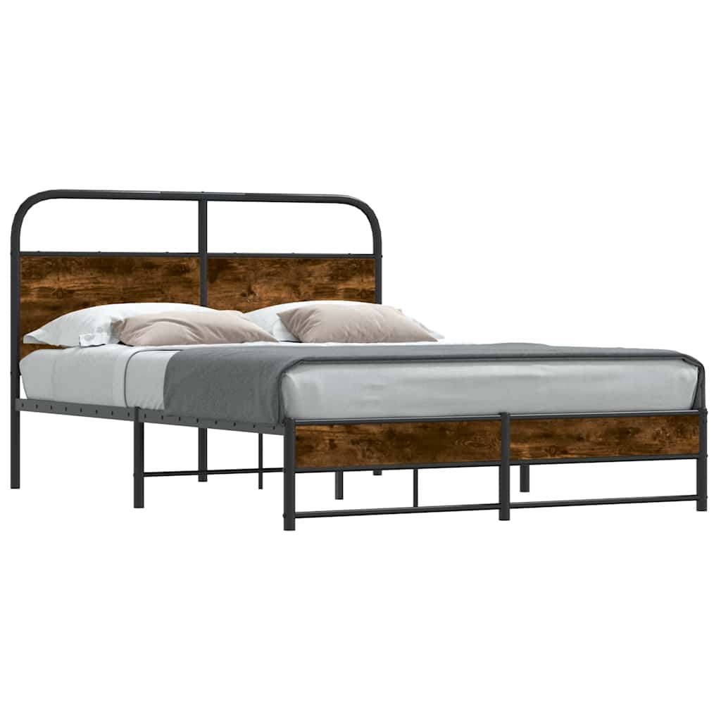 Bettgestell ohne Matratze 135x190 cm Räuchereiche Holzwerkstoff