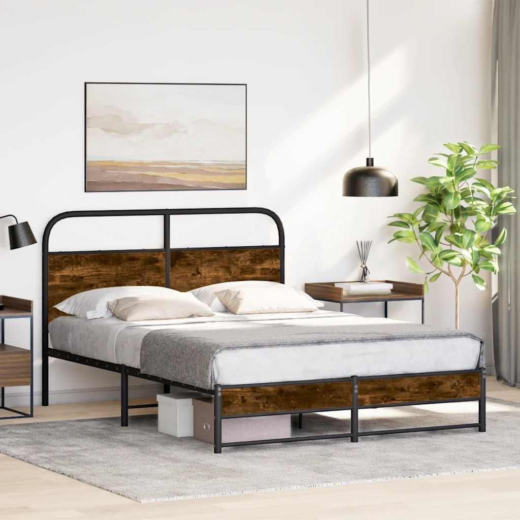Bettgestell ohne Matratze 140x190 cm Räuchereiche Holzwerkstoff