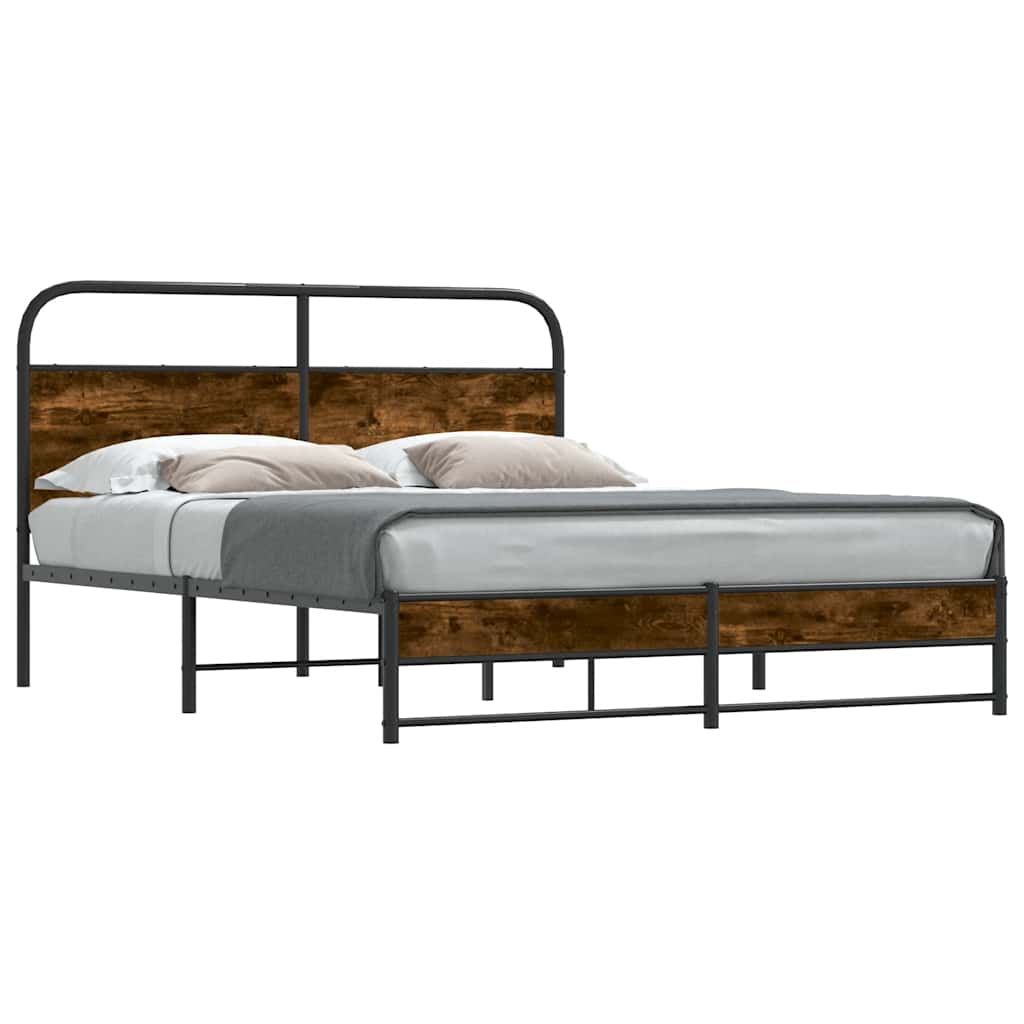 Bettgestell ohne Matratze 150x200 cm Räuchereiche Holzwerkstoff