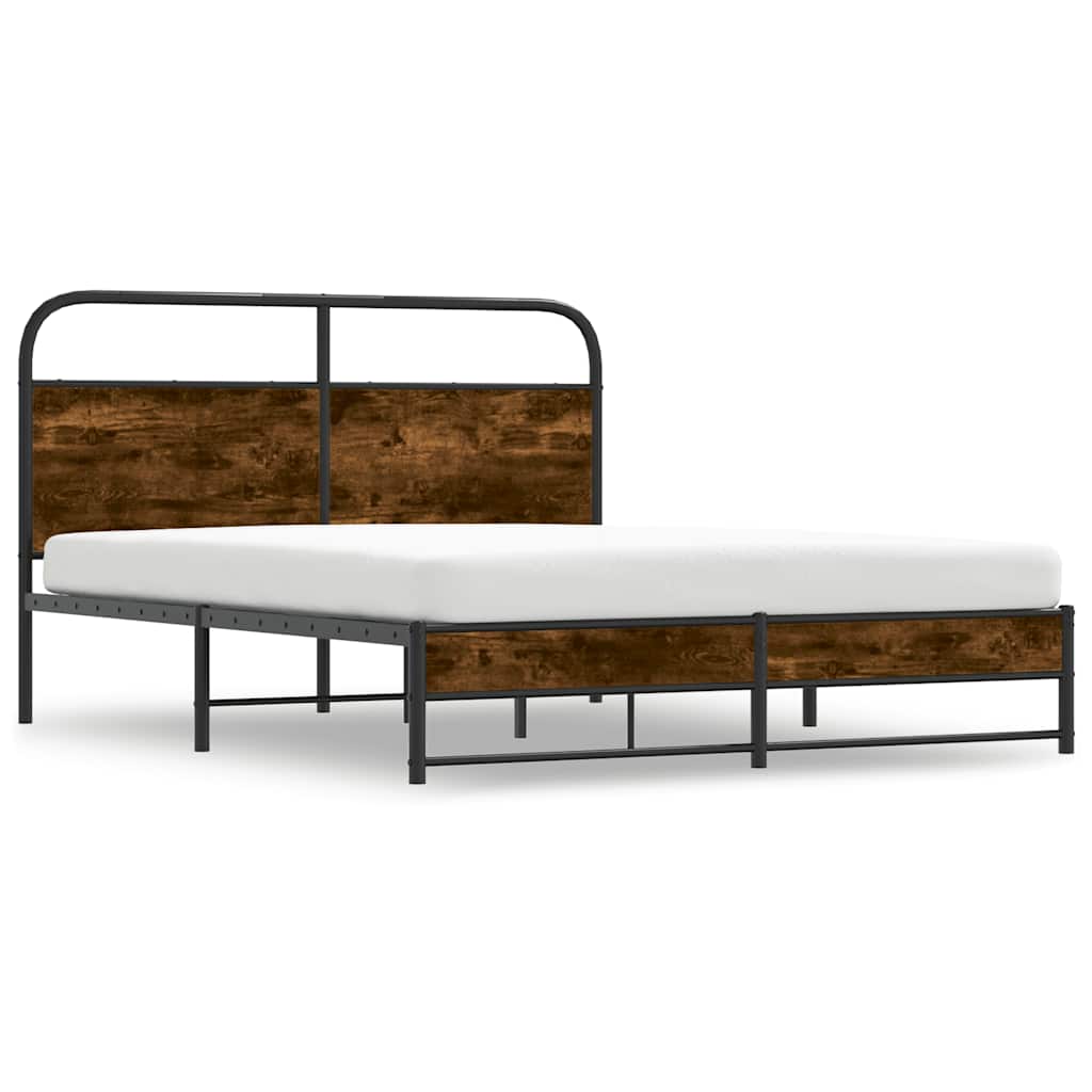 Bettgestell ohne Matratze 150x200 cm Räuchereiche Holzwerkstoff