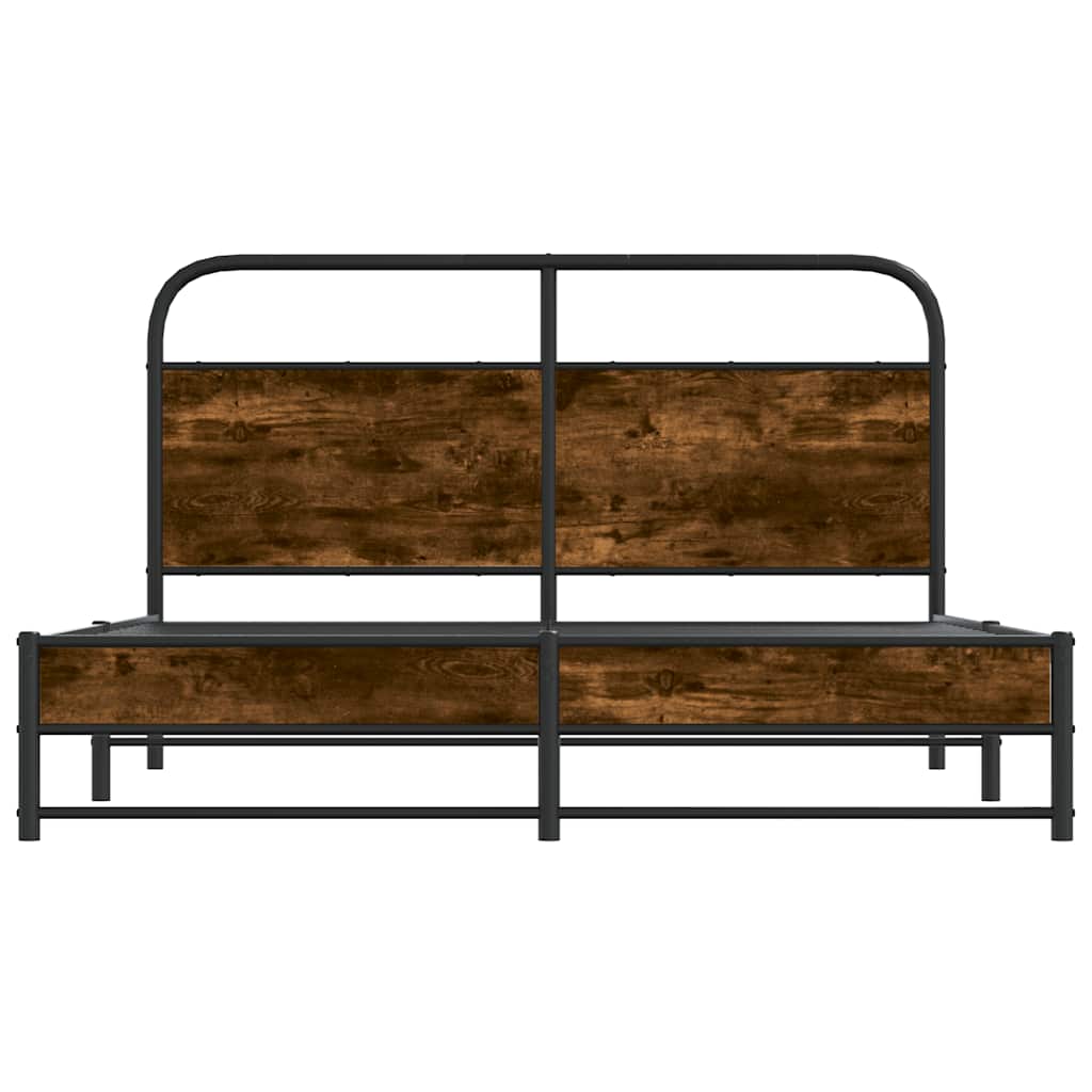 Bettgestell ohne Matratze 150x200 cm Räuchereiche Holzwerkstoff