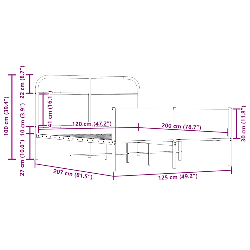Bettgestell ohne Matratze 120x200 cm Sonoma-Eiche Holzwerkstoff