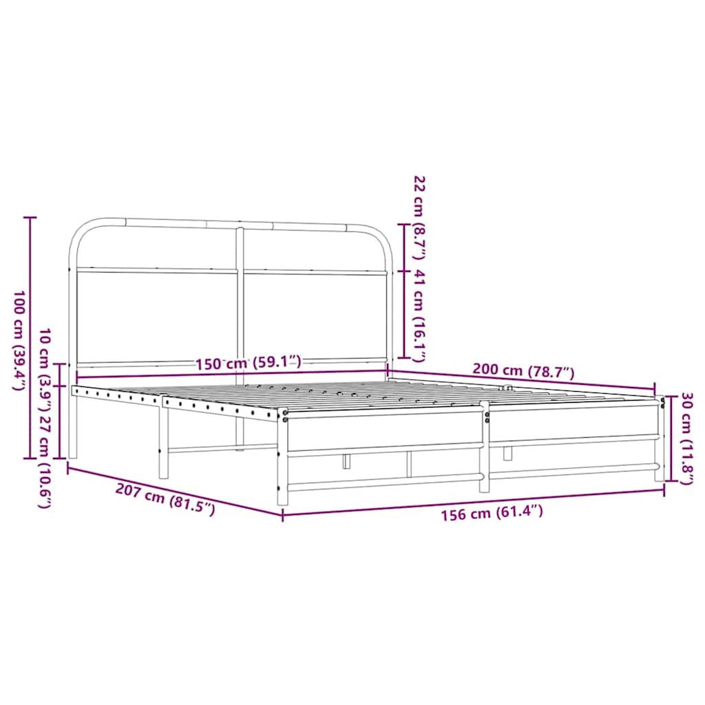 Bettgestell ohne Matratze 150x200 cm Braun Eichen-Optik