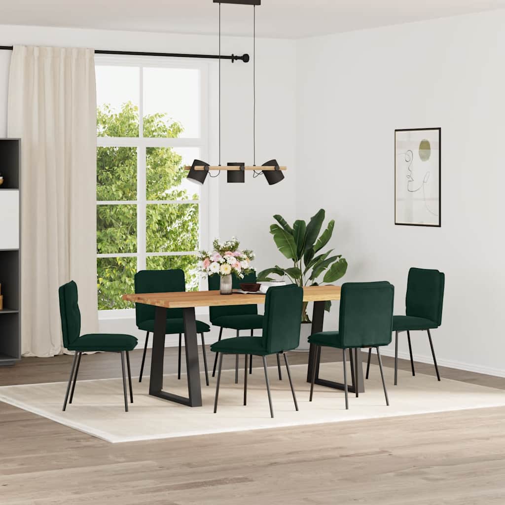 Esszimmerstühle 6 Stk. Dunkelgrün Samt