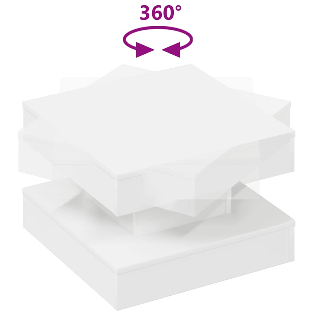 Couchtisch 360-Grad Drehbar Weiß 50x50x34,5 cm