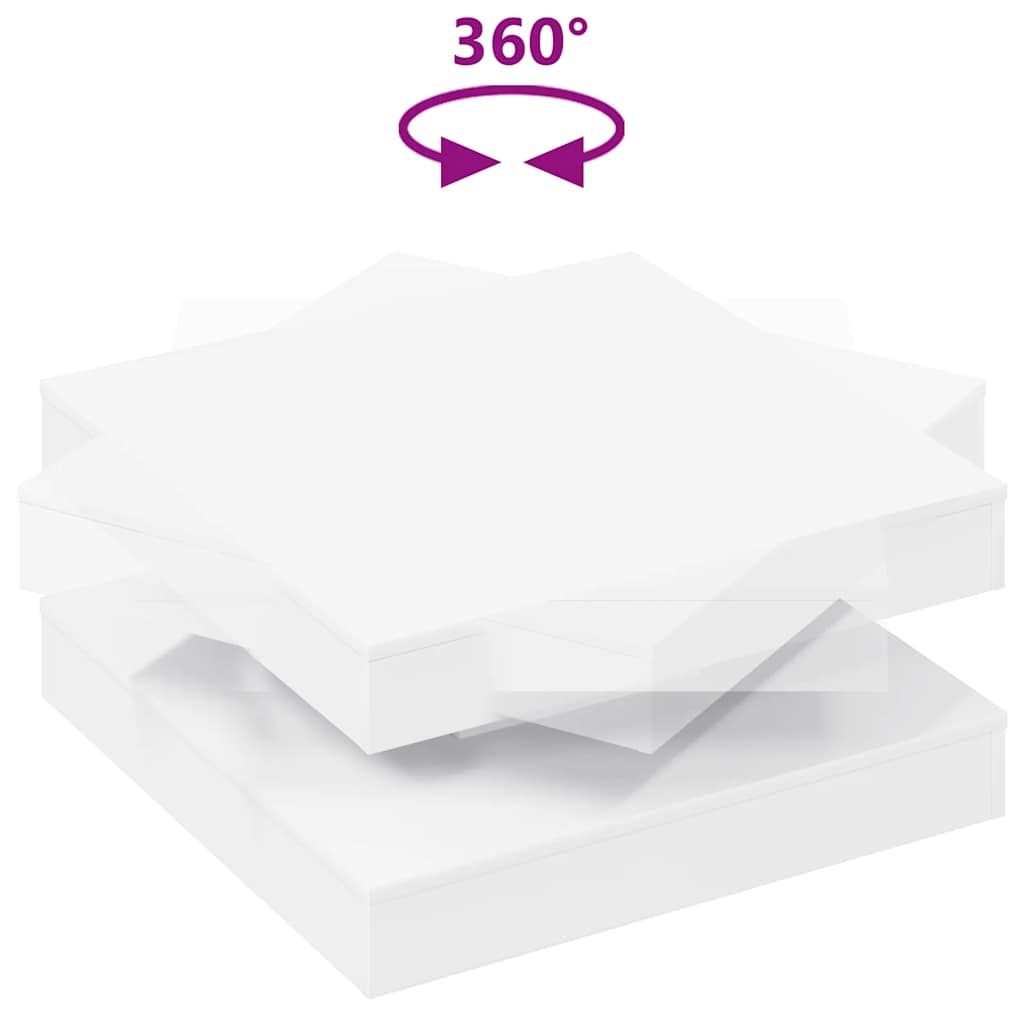 Couchtisch 360-Grad Drehbar Weiß 70x70x34,5 cm