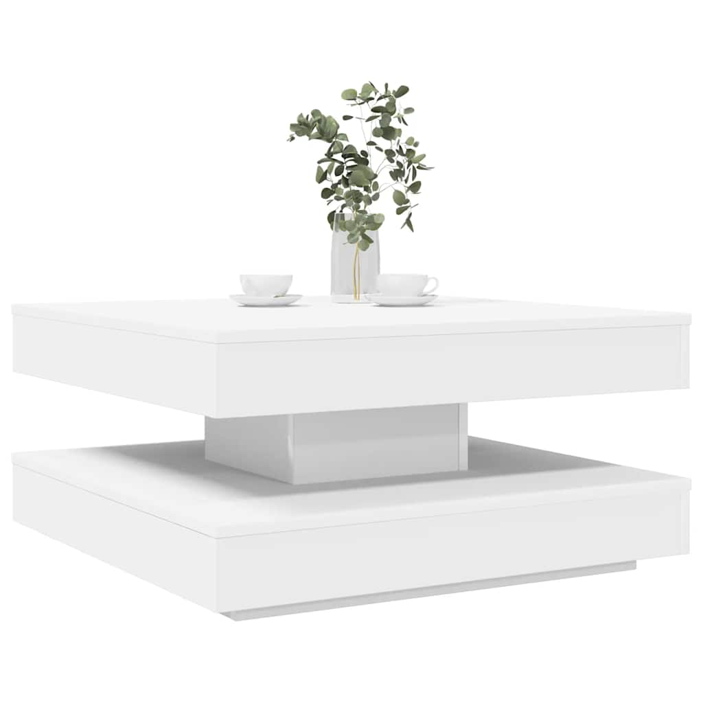 Couchtisch 360-Grad Drehbar Weiß 70x70x34,5 cm