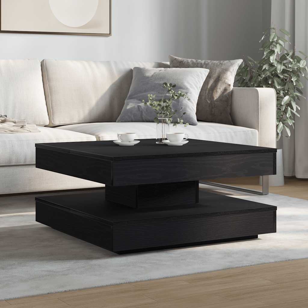 Couchtisch 360-Grad Drehbar Schwarz 70x70x34,5 cm