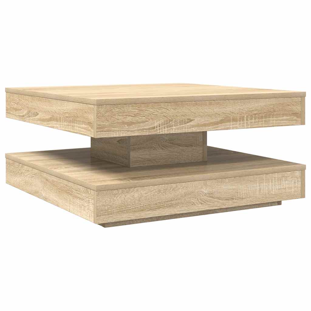 Couchtisch 360-Grad Drehbar Sonoma-Eiche 70x70x34,5 cm