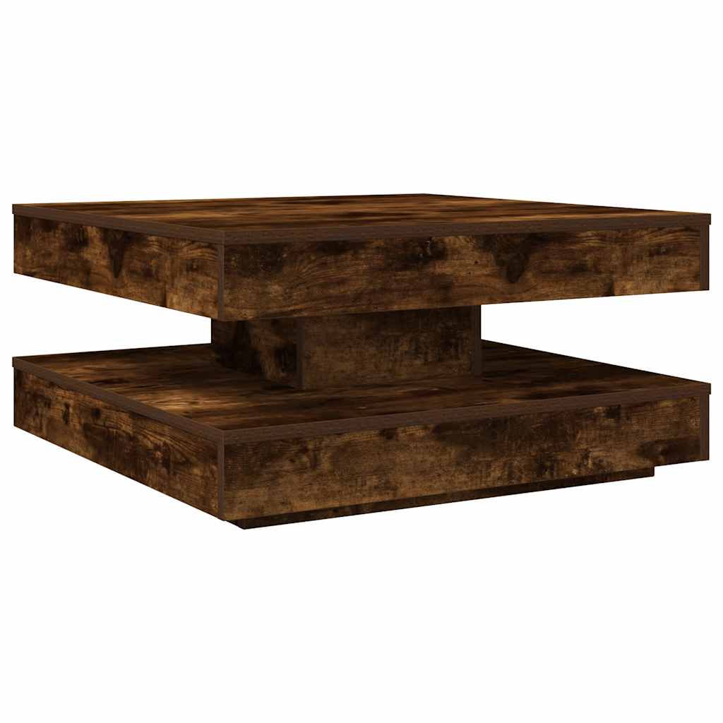 Couchtisch 360-Grad Drehbar Räuchereiche 70x70x34,5 cm