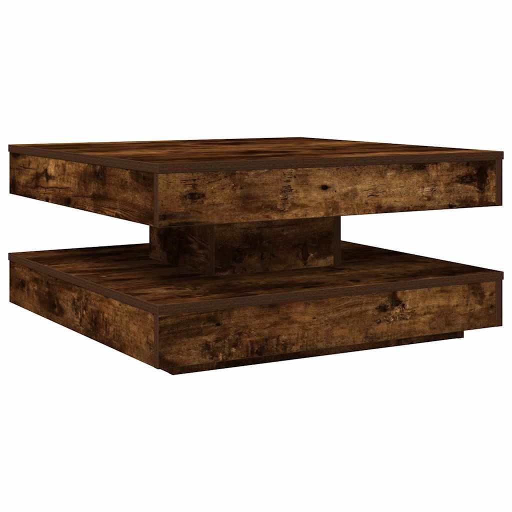 Couchtisch 360-Grad Drehbar Räuchereiche 70x70x34,5 cm