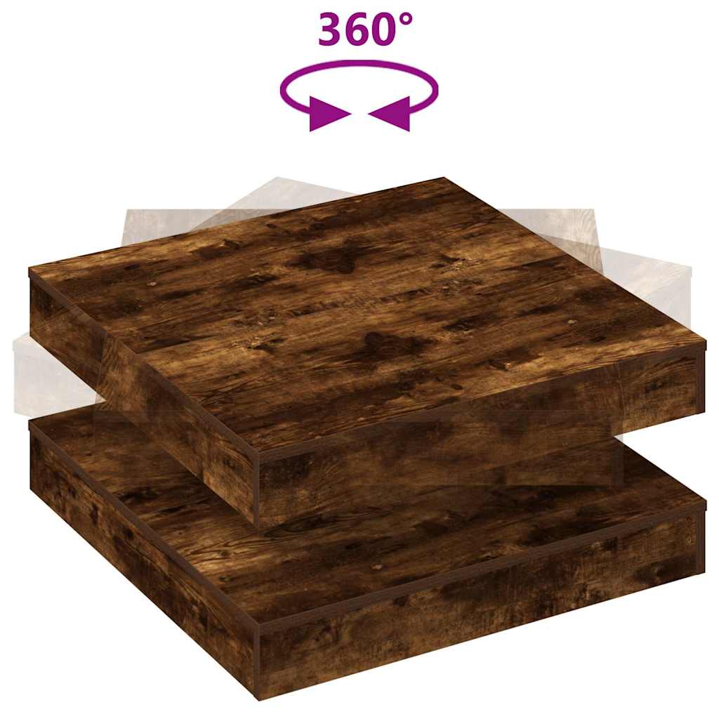 Couchtisch 360-Grad Drehbar Räuchereiche 70x70x34,5 cm