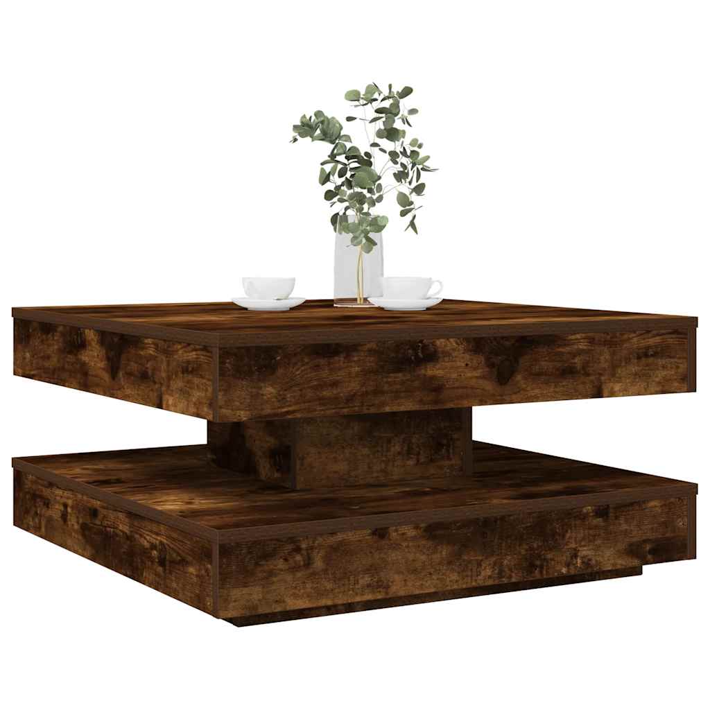 Couchtisch 360-Grad Drehbar Räuchereiche 70x70x34,5 cm