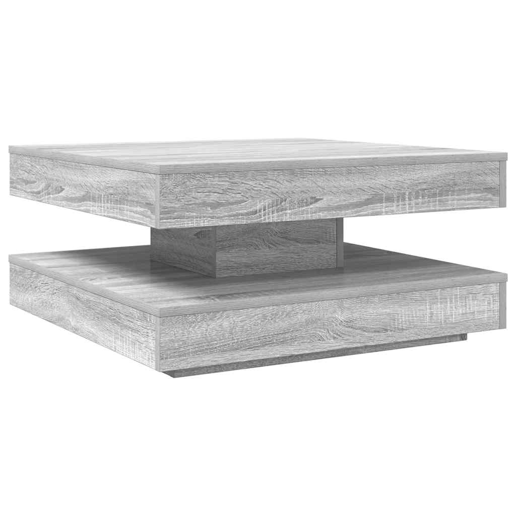 Couchtisch 360-Grad Drehbar Grau Sonoma 70x70x34,5 cm