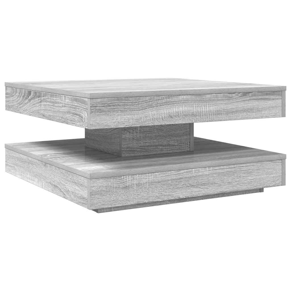 Couchtisch 360-Grad Drehbar Grau Sonoma 70x70x34,5 cm