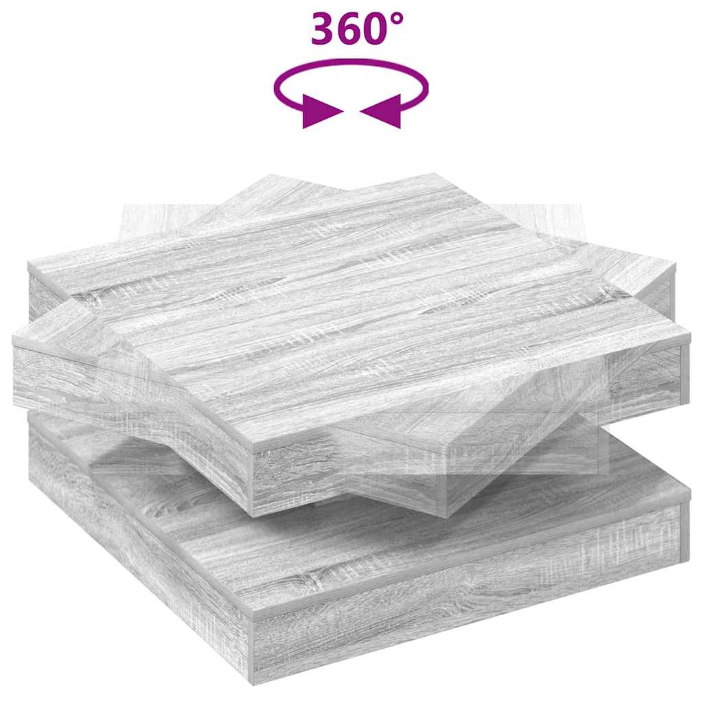 Couchtisch 360-Grad Drehbar Grau Sonoma 70x70x34,5 cm