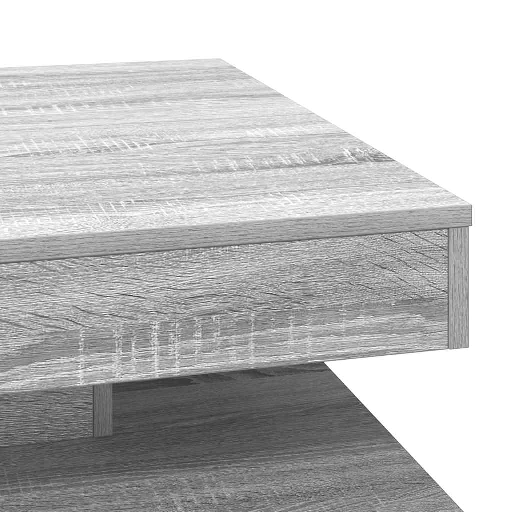 Couchtisch 360-Grad Drehbar Grau Sonoma 70x70x34,5 cm