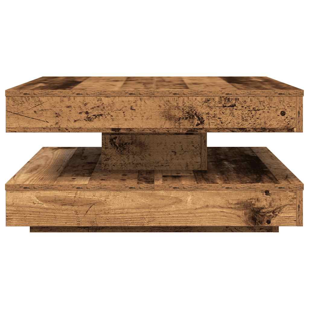 Couchtisch 360-Grad Drehbar Altholz-Optik 70x70x34,5 cm