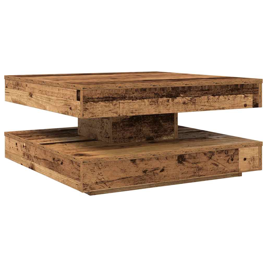 Couchtisch 360-Grad Drehbar Altholz-Optik 70x70x34,5 cm
