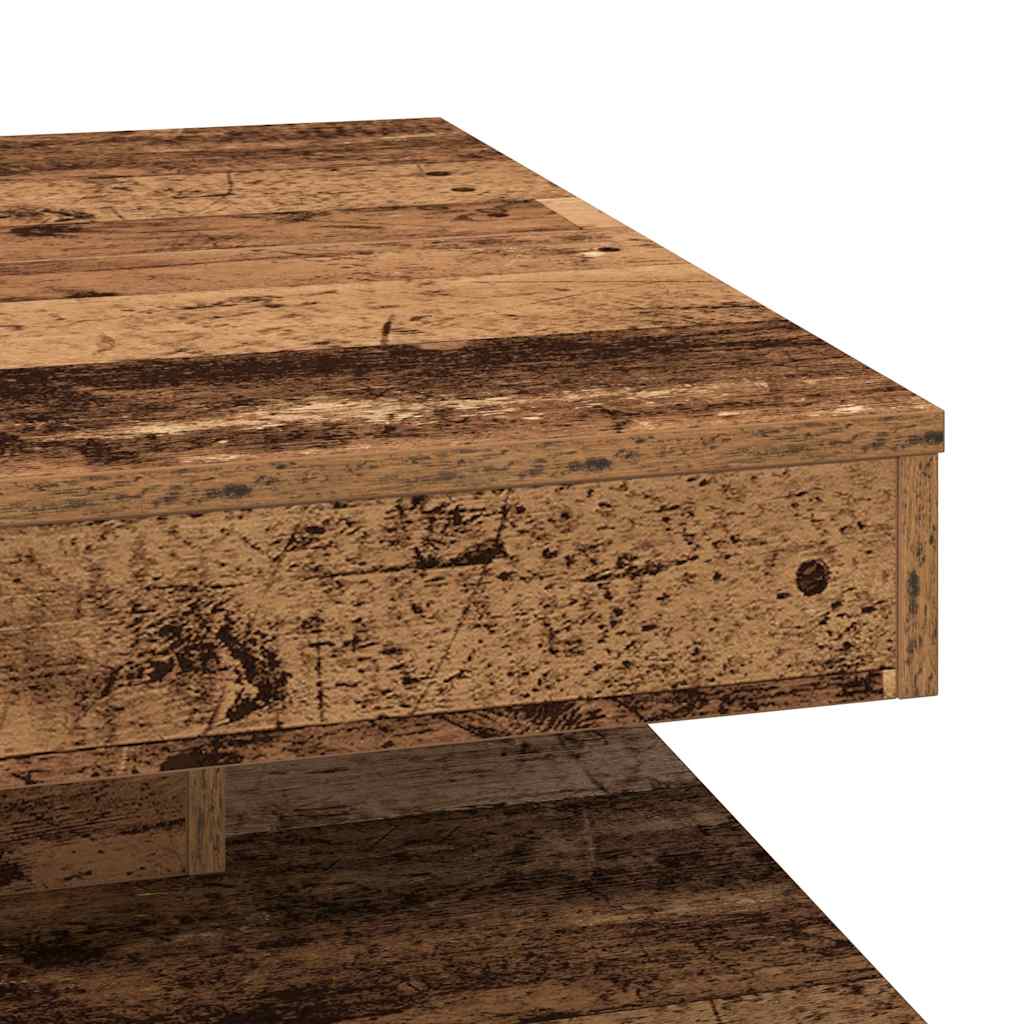 Couchtisch 360-Grad Drehbar Altholz-Optik 70x70x34,5 cm