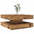 Couchtisch 360-Grad Drehbar Altholz-Optik 70x70x34,5 cm