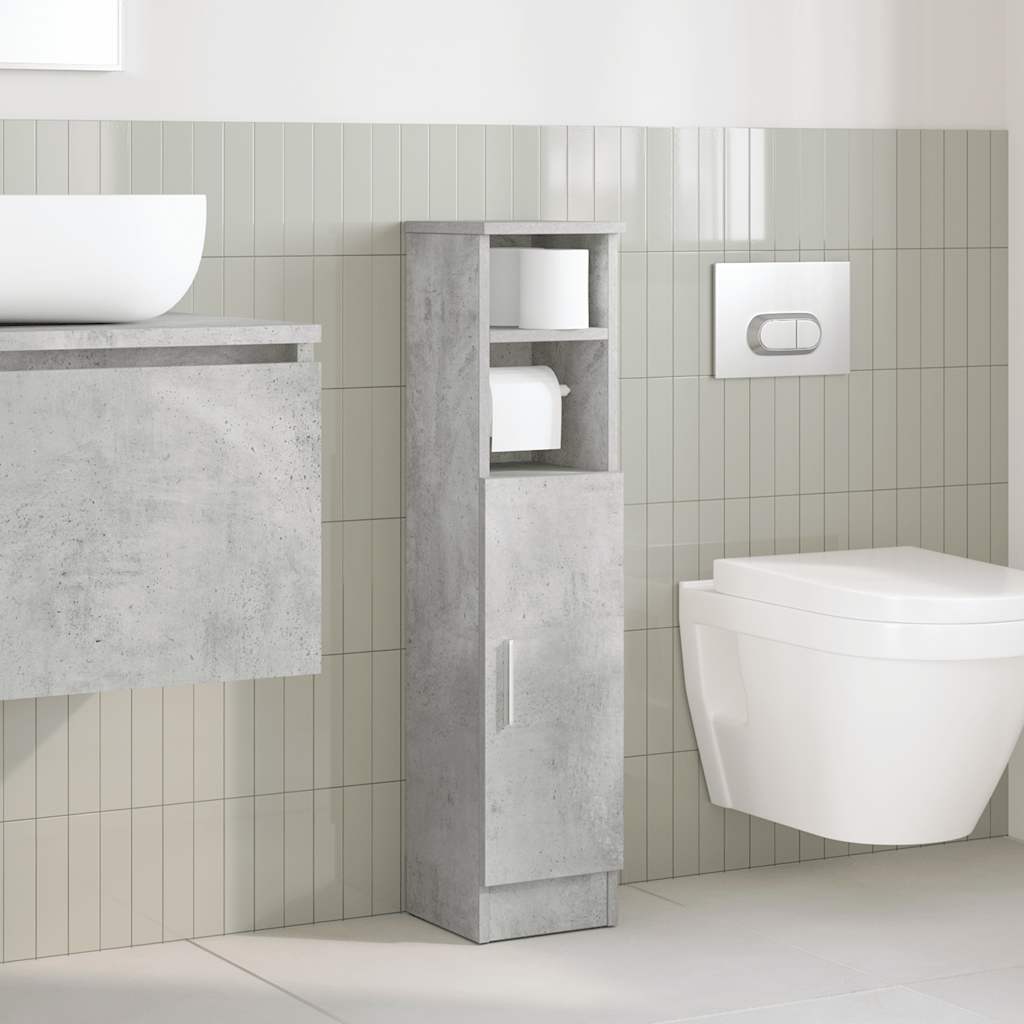 Badezimmerschrank mit Rollenhalter Betongrau 20,5x22x90 cm