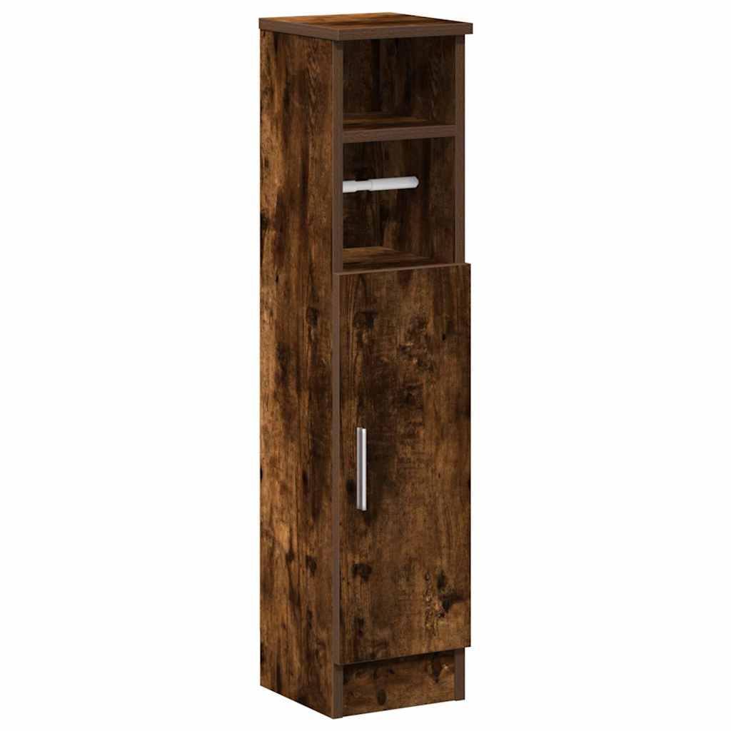 Badezimmerschrank mit Rollenhalter Räuchereiche 20,5x22x90 cm