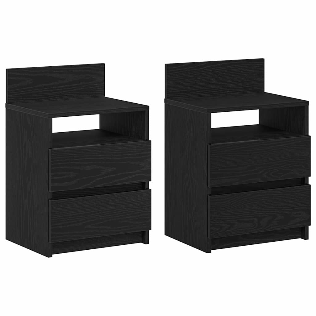 Nachttische 2 Stk. mit 2 Schubladen Schwarz 40x33x60 cm