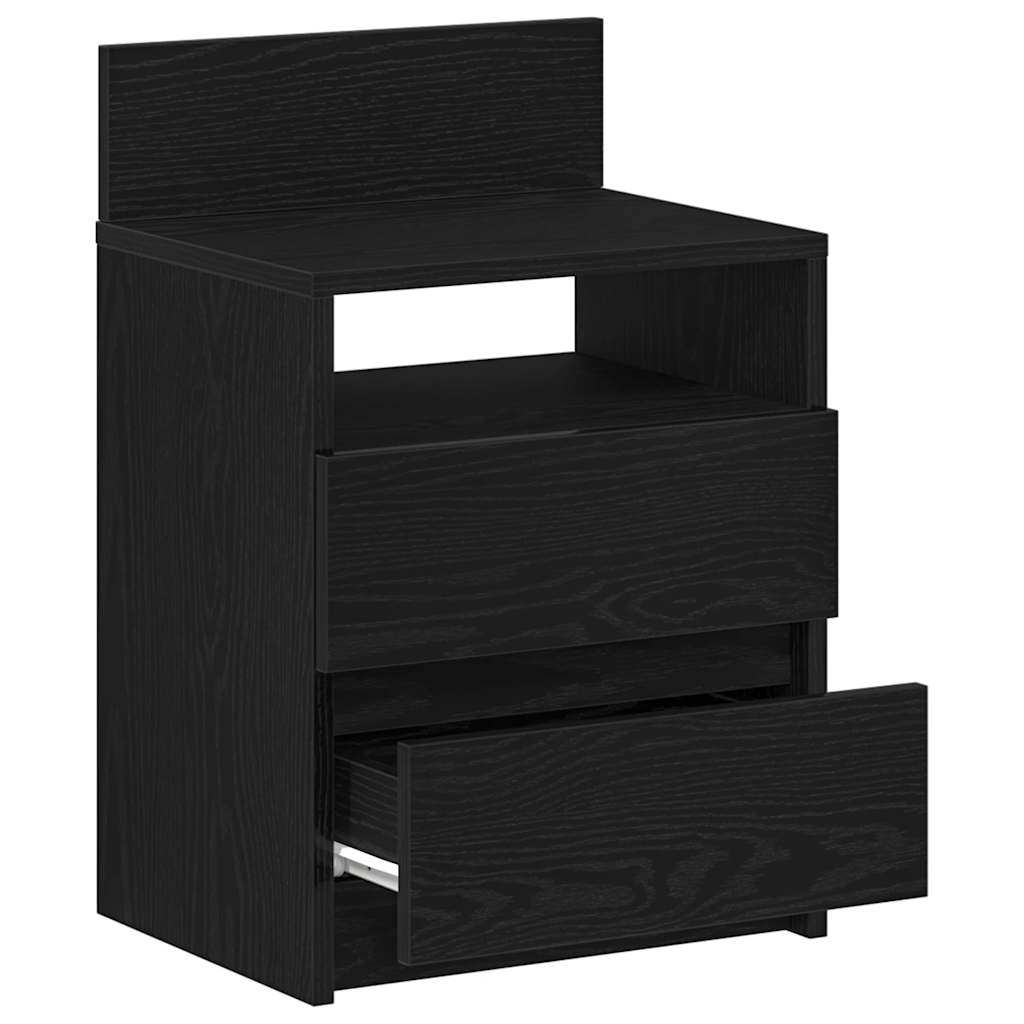 Nachttische 2 Stk. mit 2 Schubladen Schwarz 40x33x60 cm