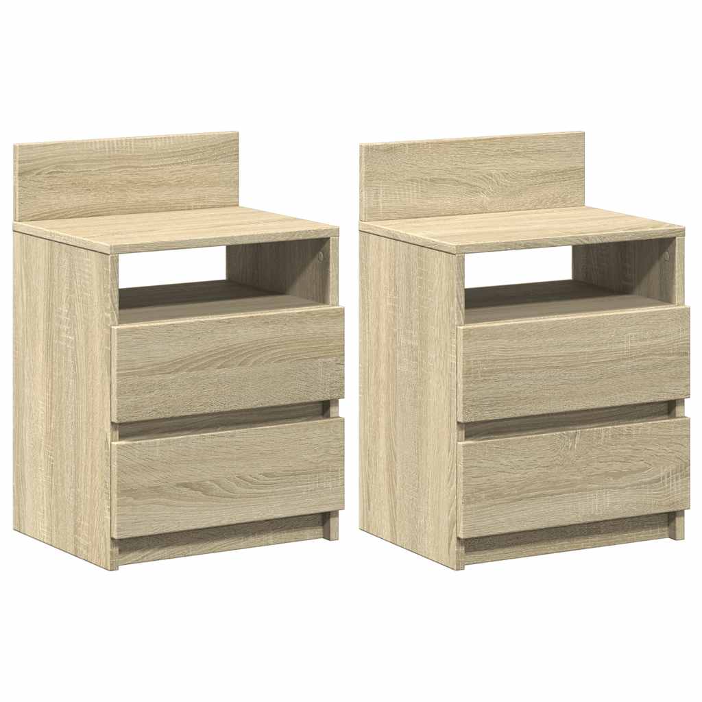 Nachttische 2 Stk. mit 2 Schubladen Sonoma-Eiche 40x33x60 cm