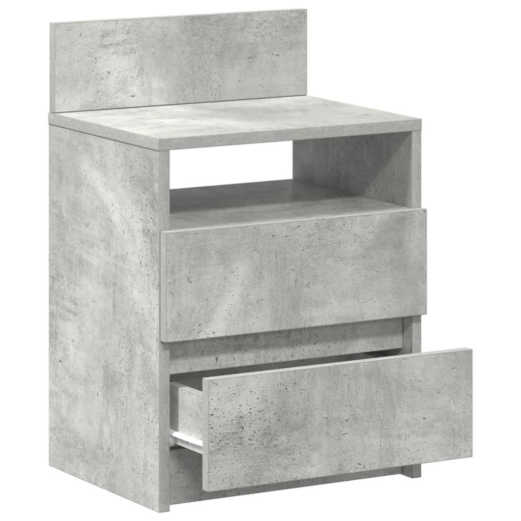 Nachttische 2 Stk. mit 2 Schubladen Betongrau 40x33x60 cm