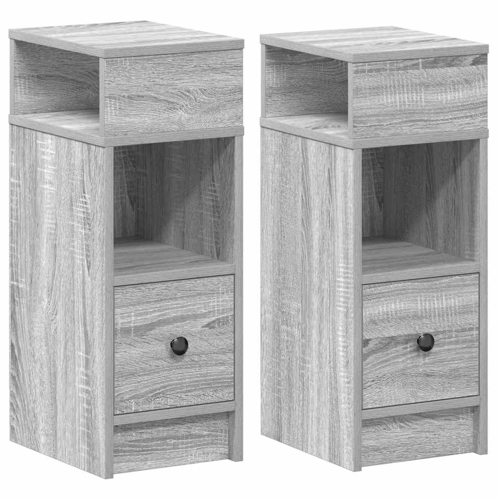 Nachttische 2 Stk. mit Schublade Grau Sonoma 25x31x66 cm