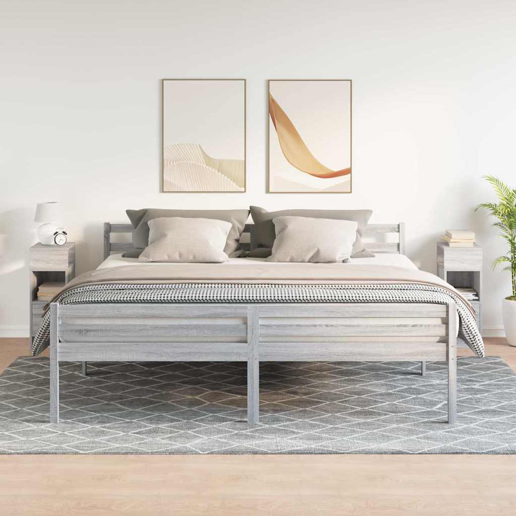 Nachttische 2 Stk. mit Schublade Grau Sonoma 25x31x66 cm