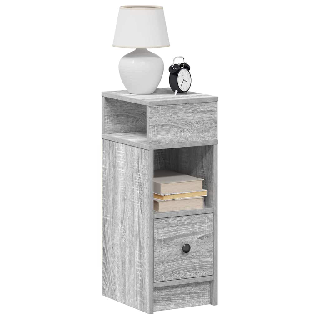Nachttische 2 Stk. mit Schublade Grau Sonoma 25x31x66 cm
