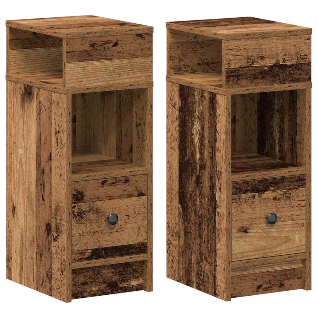 Nachttische 2 Stk. mit Schublade Altholz-Optik 25x31x66 cm