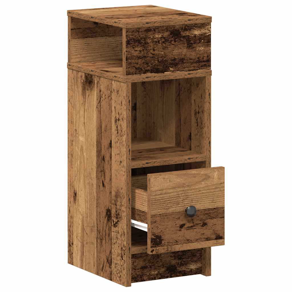 Nachttische 2 Stk. mit Schublade Altholz-Optik 25x31x66 cm
