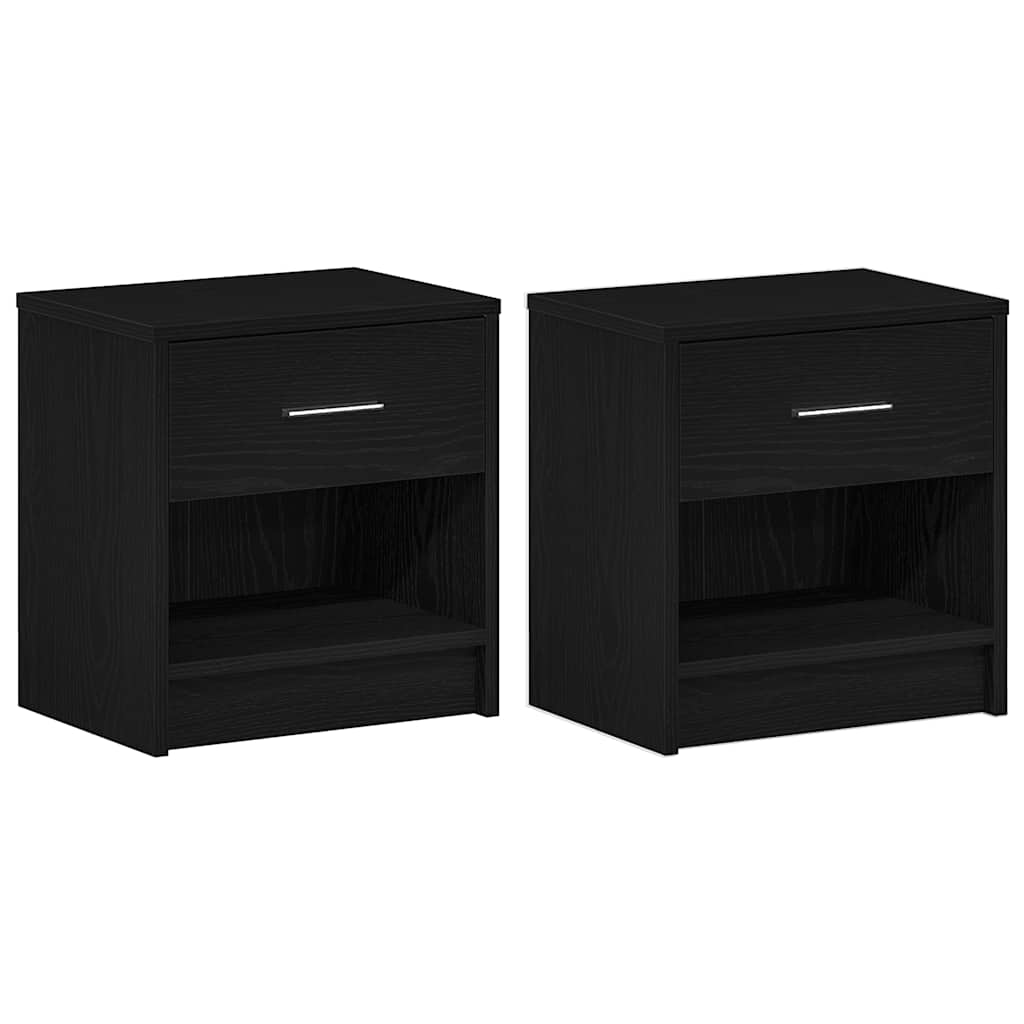 Nachttische 2 Stk. mit Schublade Schwarz 39x28x41 cm