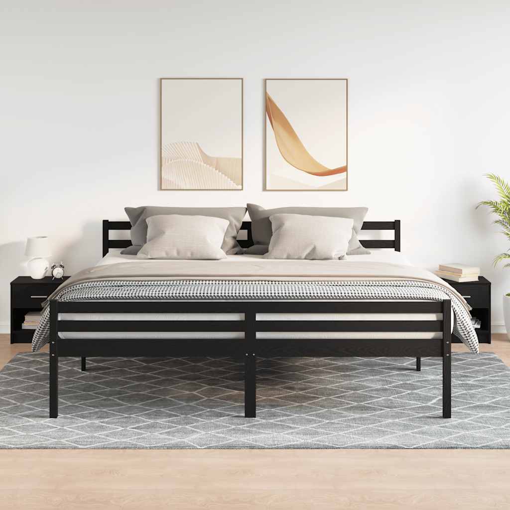 Nachttische 2 Stk. mit Schublade Schwarz 39x28x41 cm