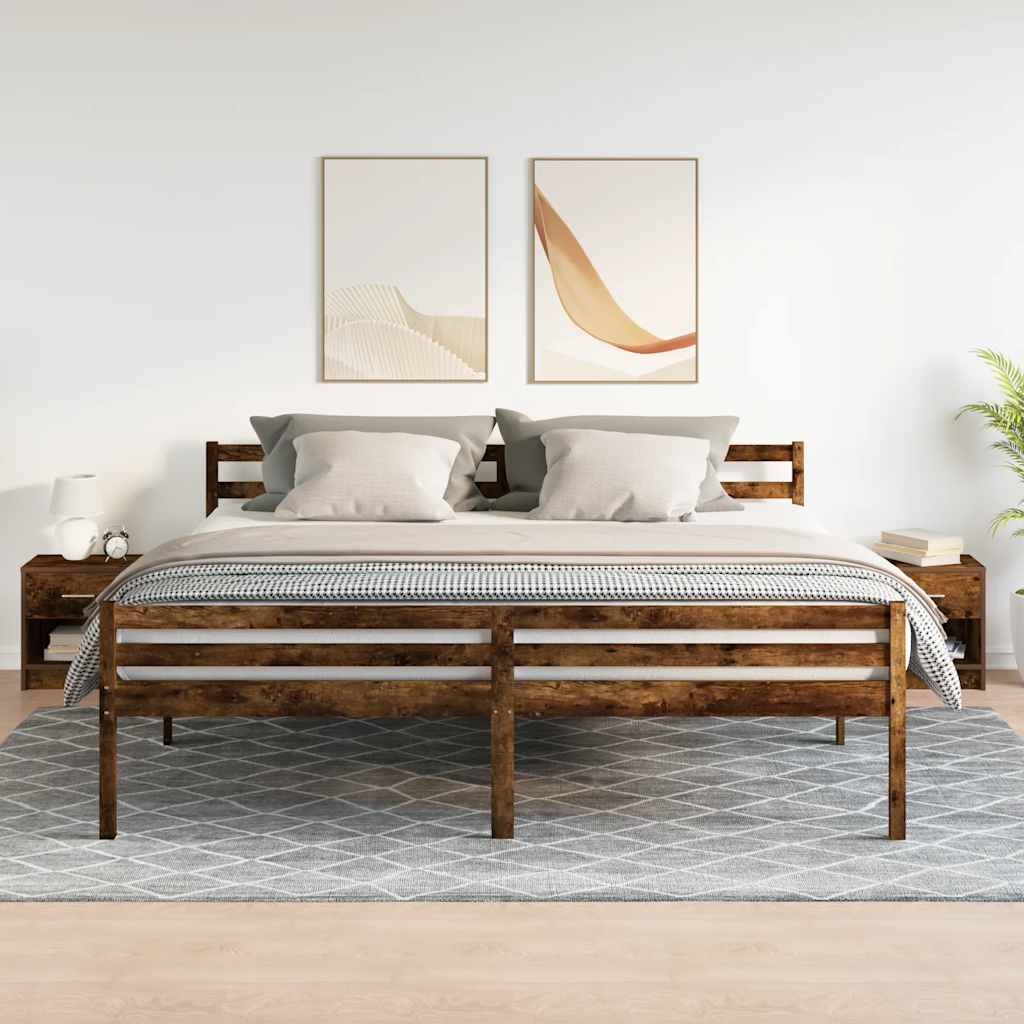 Nachttische 2 Stk. mit Schublade Räuchereiche 39x28x41 cm
