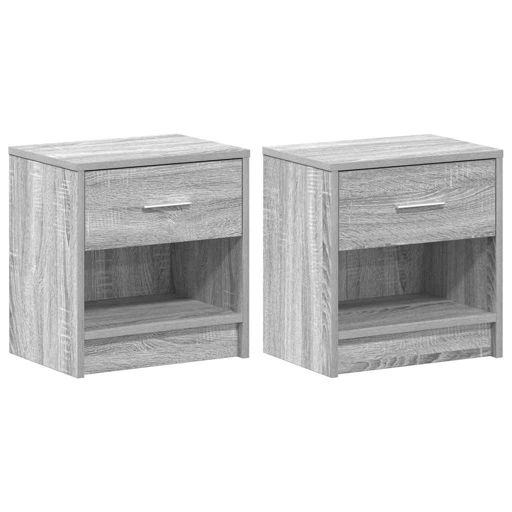 Nachttische 2 Stk. mit Schublade Grau Sonoma 39x28x41 cm