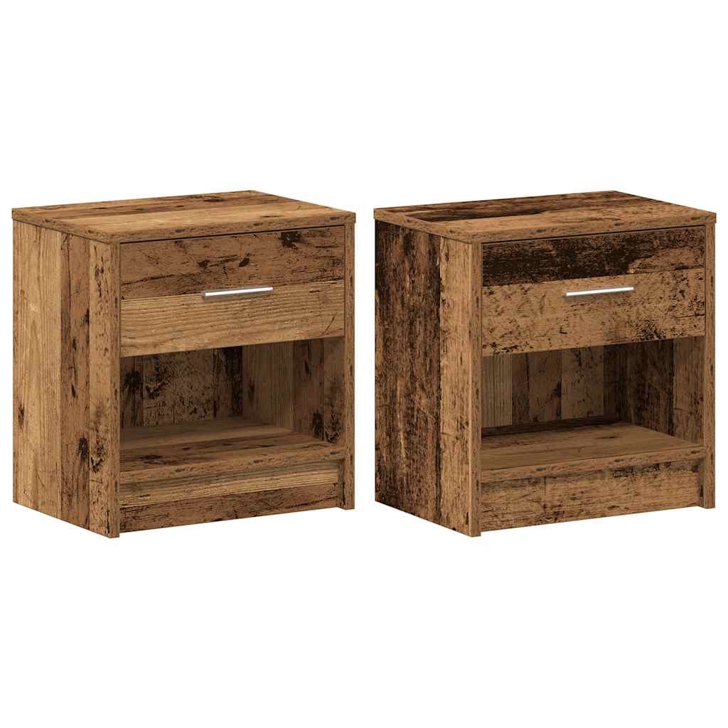 Nachttische 2 Stk. mit Schublade Altholz-Optik 39x28x41 cm