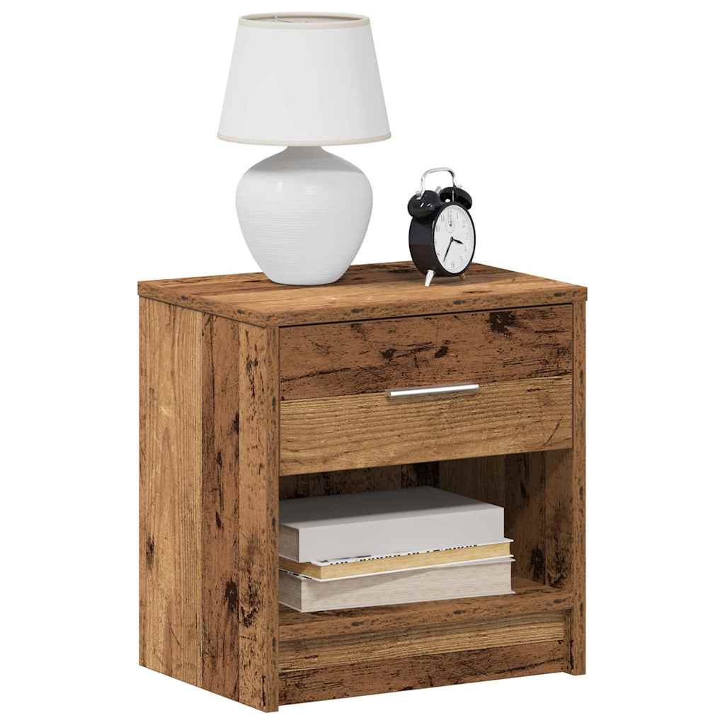 Nachttische 2 Stk. mit Schublade Altholz-Optik 39x28x41 cm