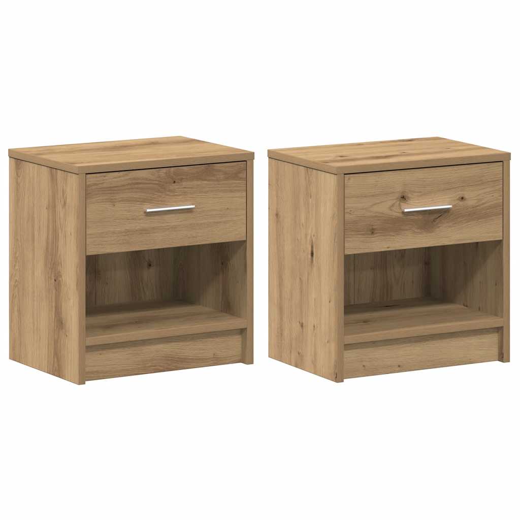 Nachttische 2 Stk. mit Schublade Artisan-Eiche 39x28x41 cm