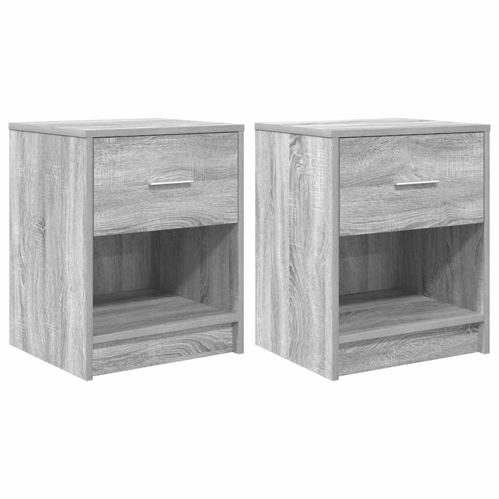 Nachttische 2 Stk. mit Schublade Grau Sonoma 40x34x50 cm