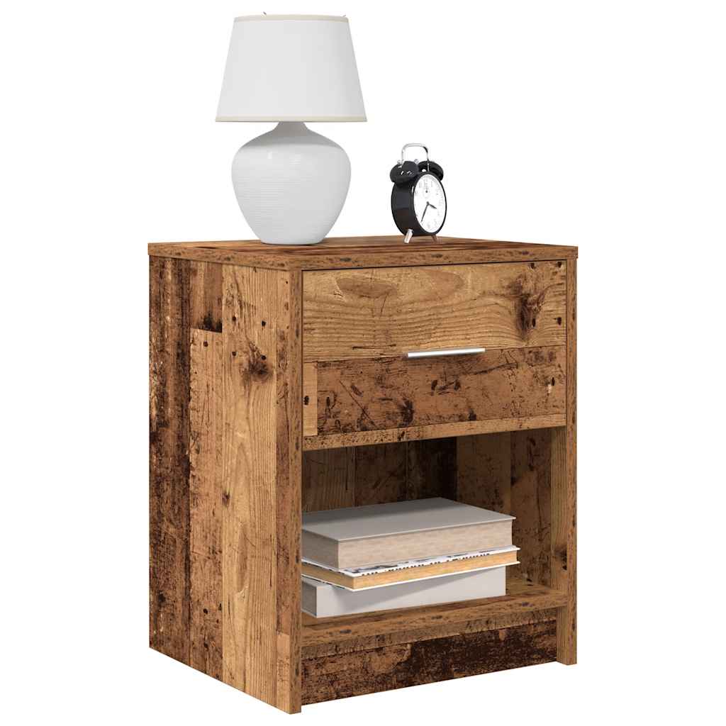 Nachttische 2 Stk. mit Schublade Altholz-Optik 40x34x50 cm