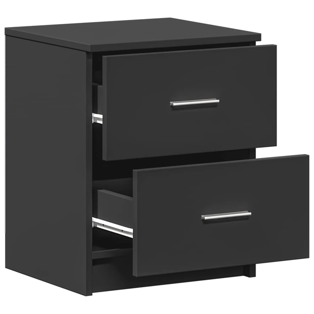 Nachttische 2 Stk. mit 2 Schubladen Schwarz 40x36x50 cm